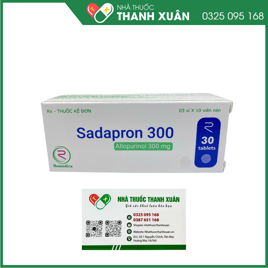Sadapron 300 điều trị chứng tăng acid uric máu
